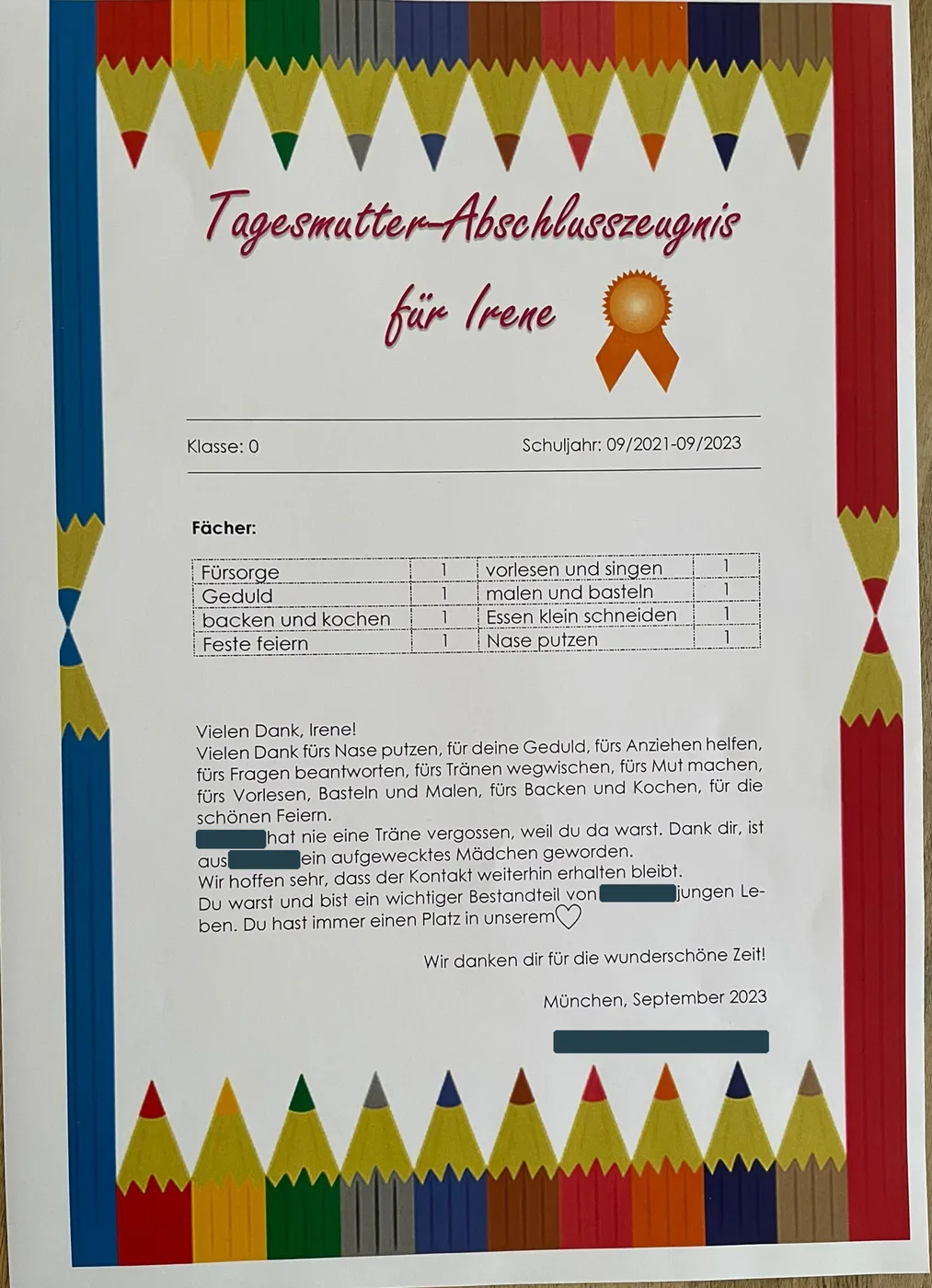 Referenz von Eine Familie, September 2023